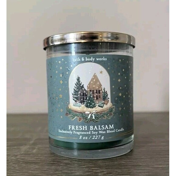 Bath & Body Works FRESH BALSAM Single Wick Candle 8 Oz Wonderful Natural Smell - Picture 1 of 6